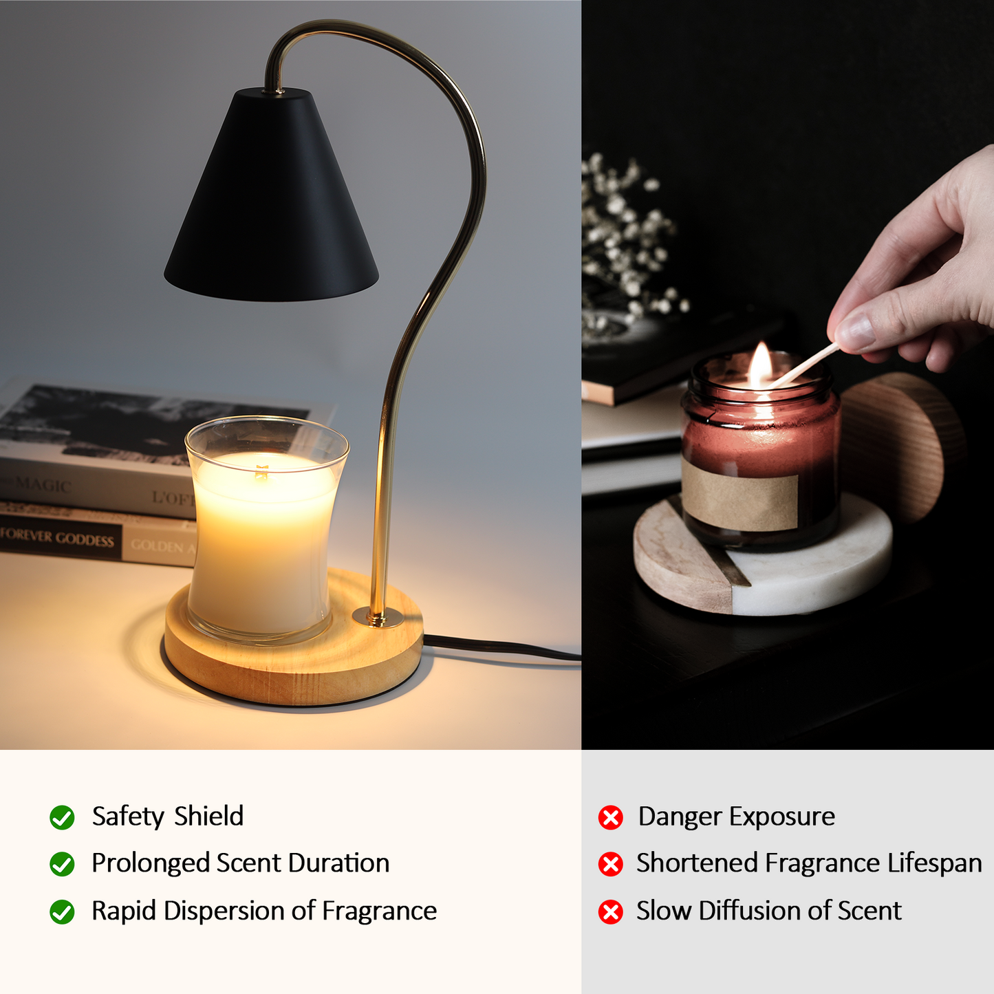 Elenhome Warmer Lamp, Metal Lamp Warmer with Timer & Dimmer, Electric Warmer Lamp, Warmer for Home Decor Gift, with 2 * 50W Bulbs (Black)