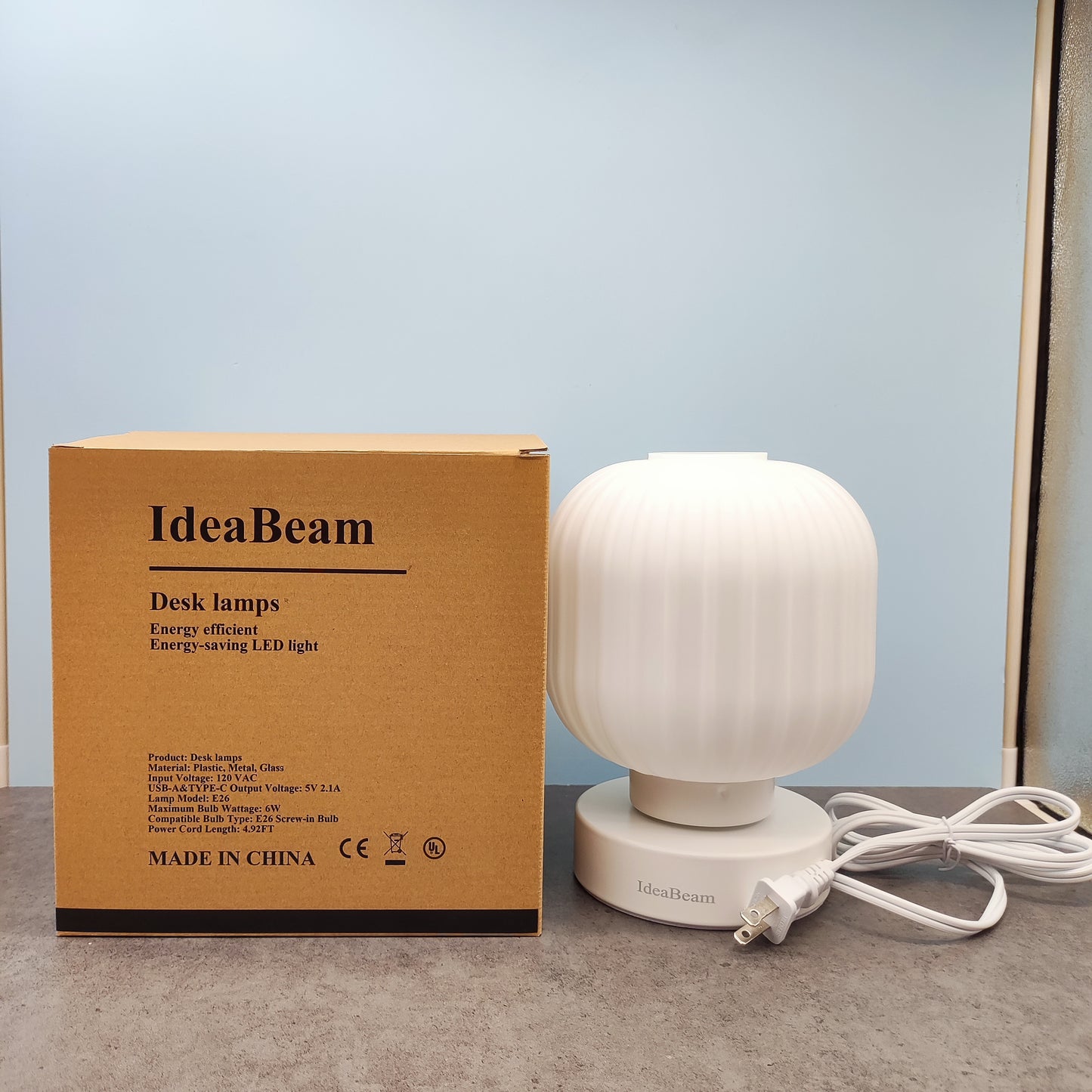 IdeaBeam Touch Bedside Lamps,Table Lamps 3 Way Dimmable with USB C+A Charging Ports - Bedroom Nightstand & Living Room Essential, 9W Bulb Included